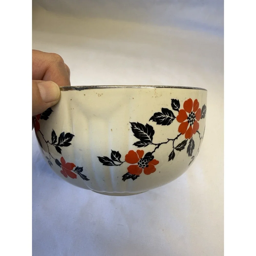 Hall's Superior Quality Ceramic Nesting Mixing Bowls (3) Red Poppy Cottagecore